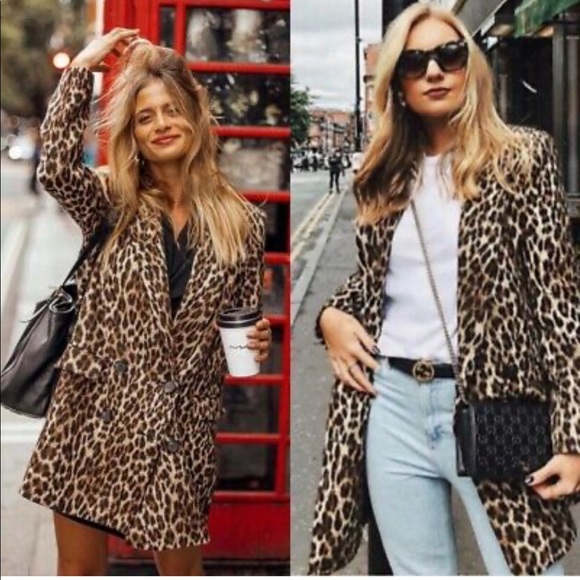 Jackets & Blazers - ZARA LEOPARD PRINT JACQUARD PEA COAT🧥🧥🧥